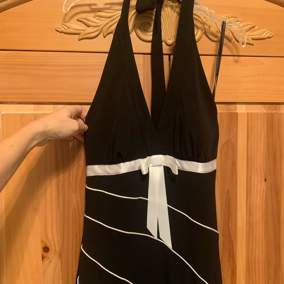 Black with White stripes Halter top Dress. - Picture 1 of 2